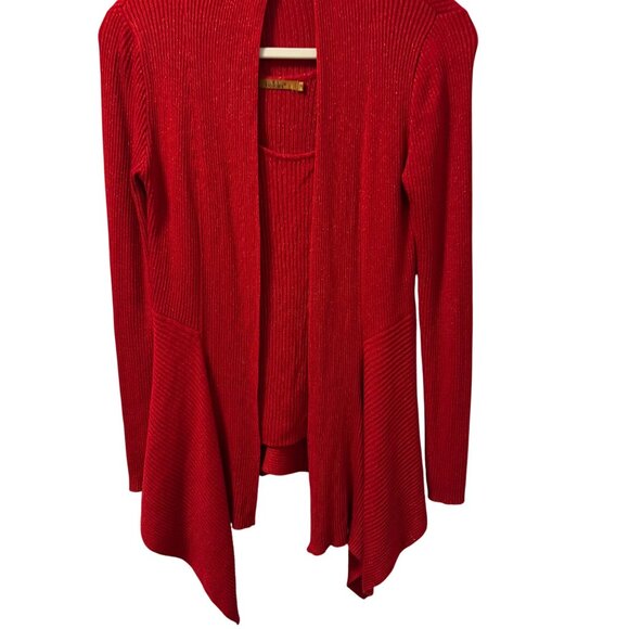 Belldini Red Asymmetrical Cardigan Sweater With Tank Size PM/PL Sweater Set - Picture 5 of 12